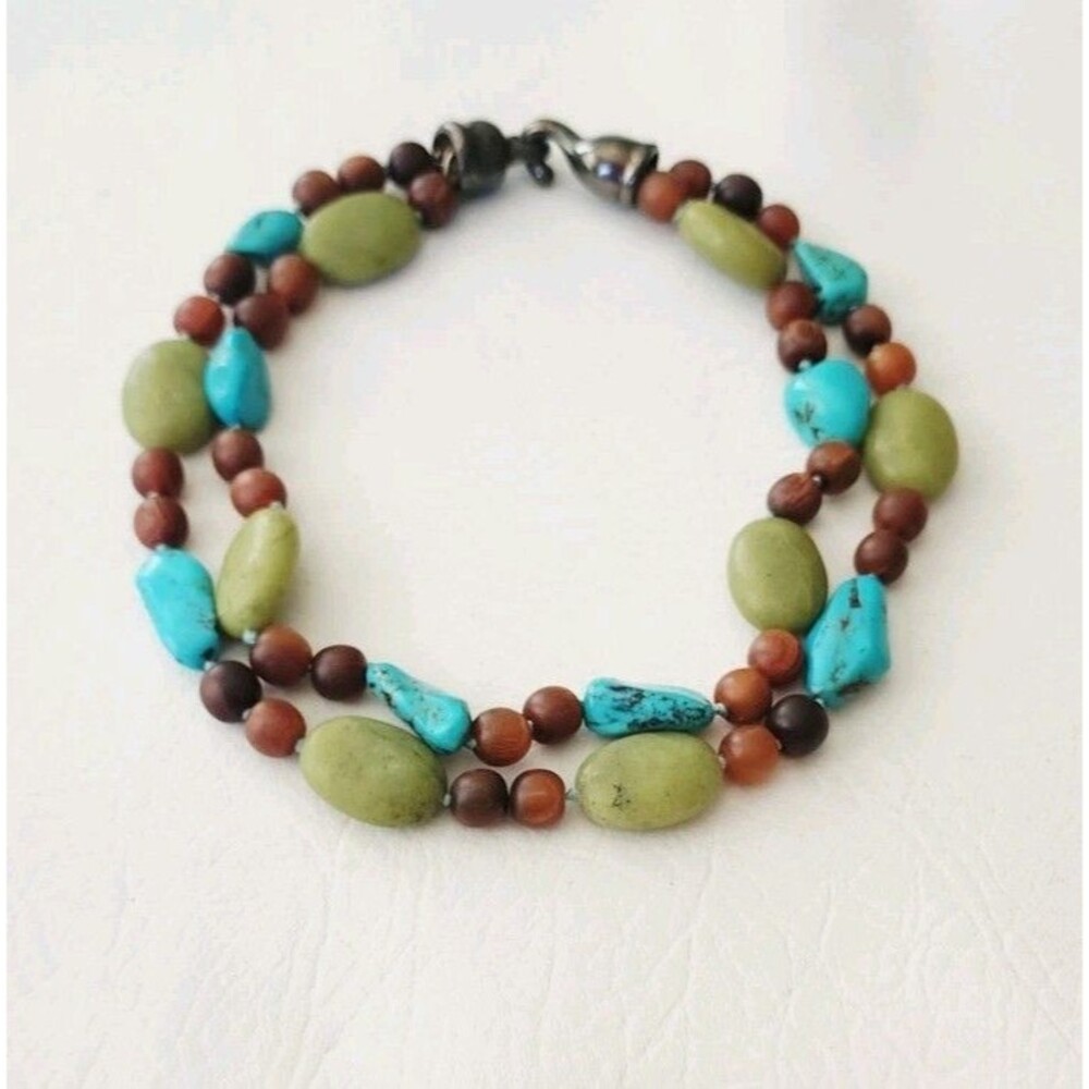 Simon Sebbag Designs Cuncky Turquoise Multistone Double Strand 925 Necklace 16"
